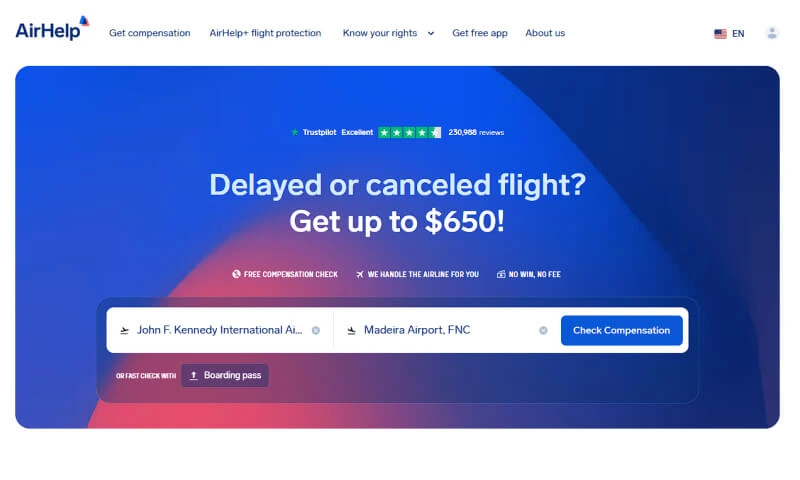 Check flight compensation up to €600 with AirHelp - Madeira flight delay compensation